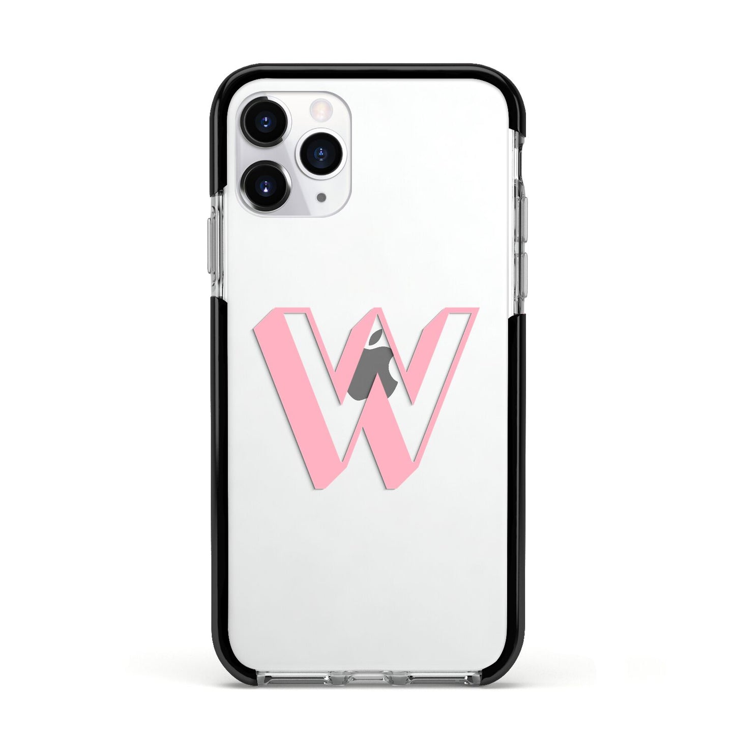 Drop Shadow Initial Apple iPhone 11 Pro in Silver with Black Impact Case