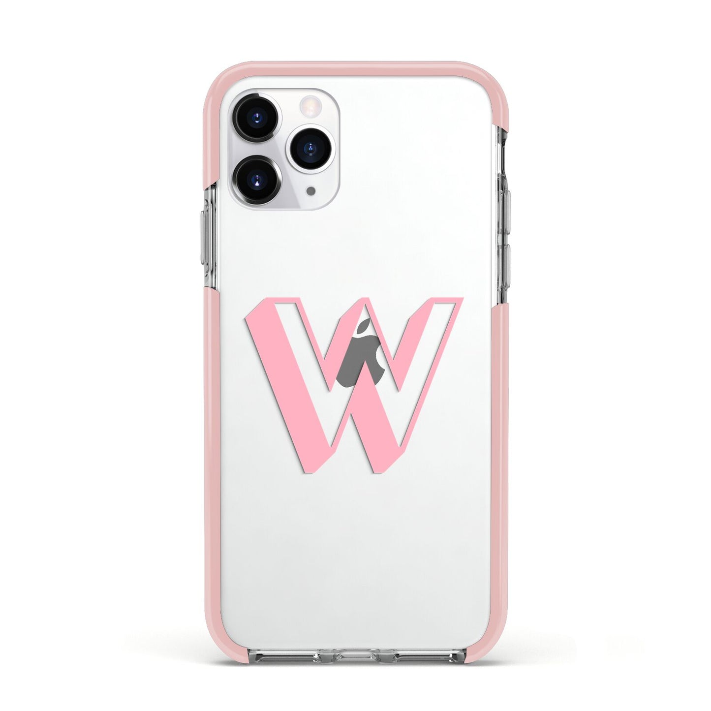 Drop Shadow Initial Apple iPhone 11 Pro in Silver with Pink Impact Case