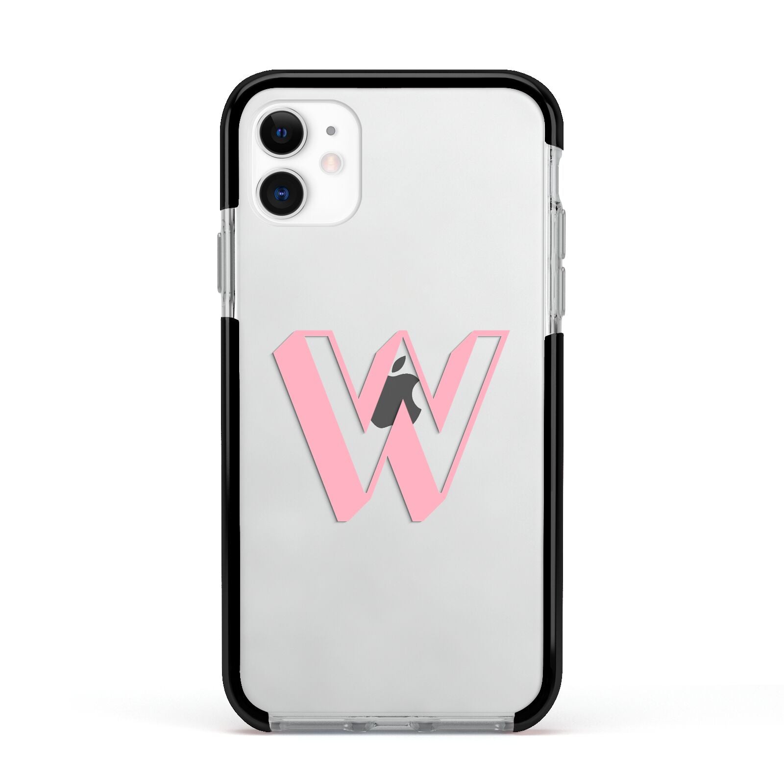 Drop Shadow Initial Apple iPhone 11 in White with Black Impact Case