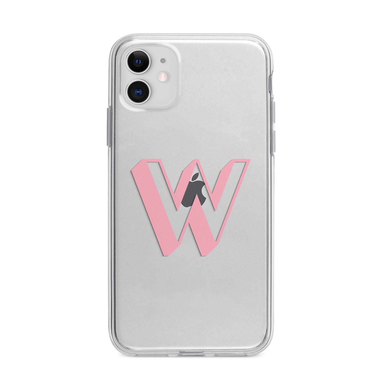 Drop Shadow Initial Apple iPhone 11 in White with Bumper Case