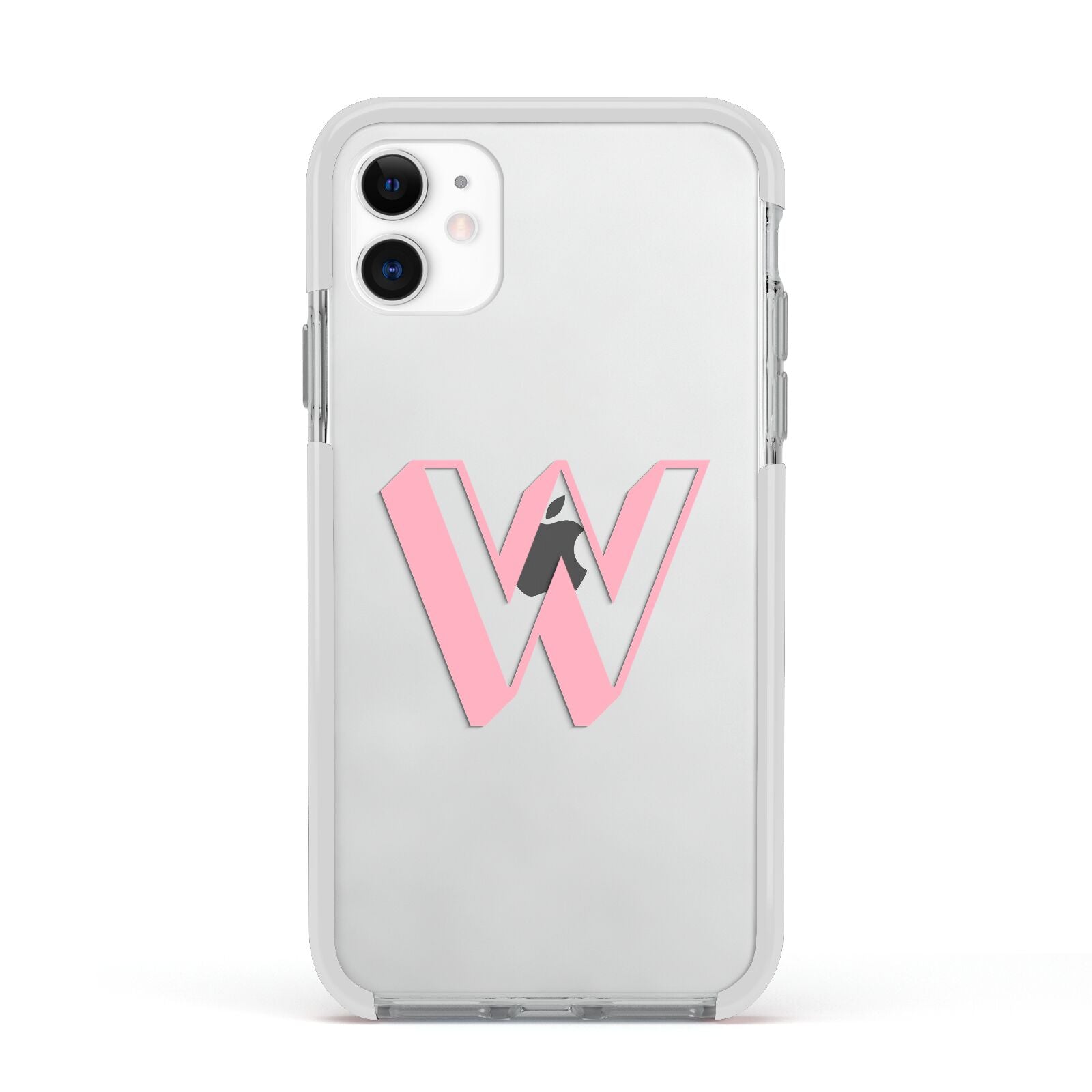 Drop Shadow Initial Apple iPhone 11 in White with White Impact Case