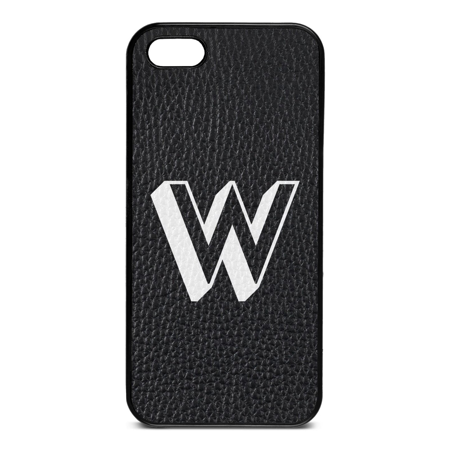 Drop Shadow Initial Black Pebble Leather iPhone 5 Case