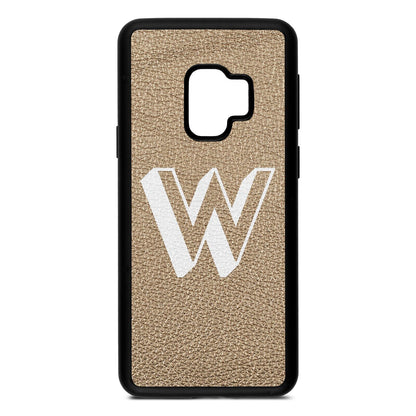 Drop Shadow Initial Gold Pebble Leather Samsung S9 Case