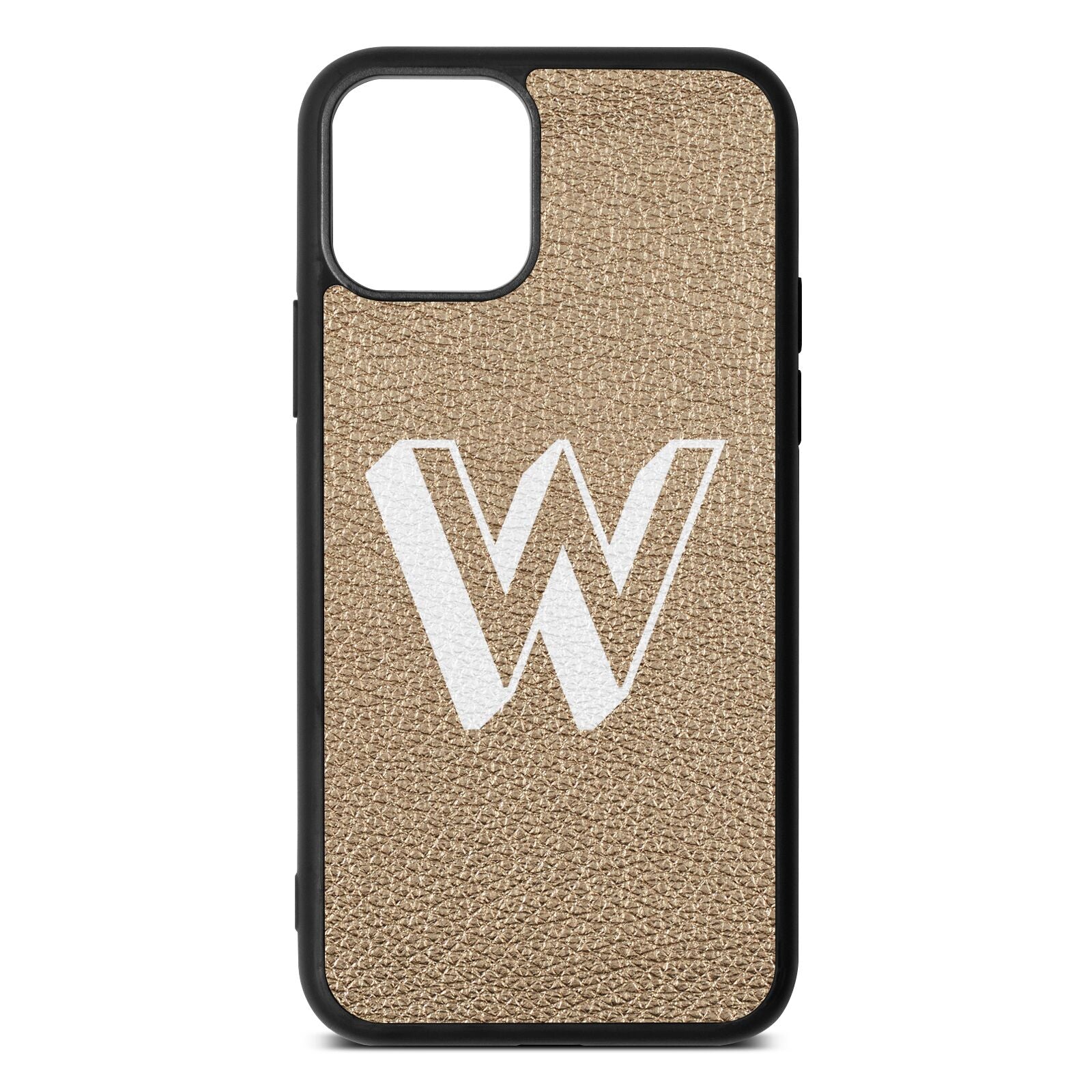 Drop Shadow Initial Gold Pebble Leather iPhone 11 Case