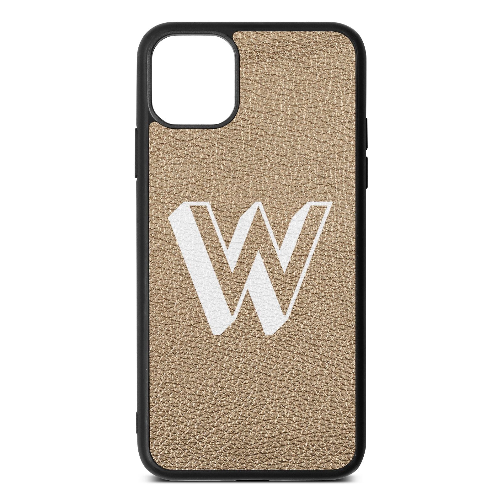 Drop Shadow Initial Gold Pebble Leather iPhone 11 Pro Max Case