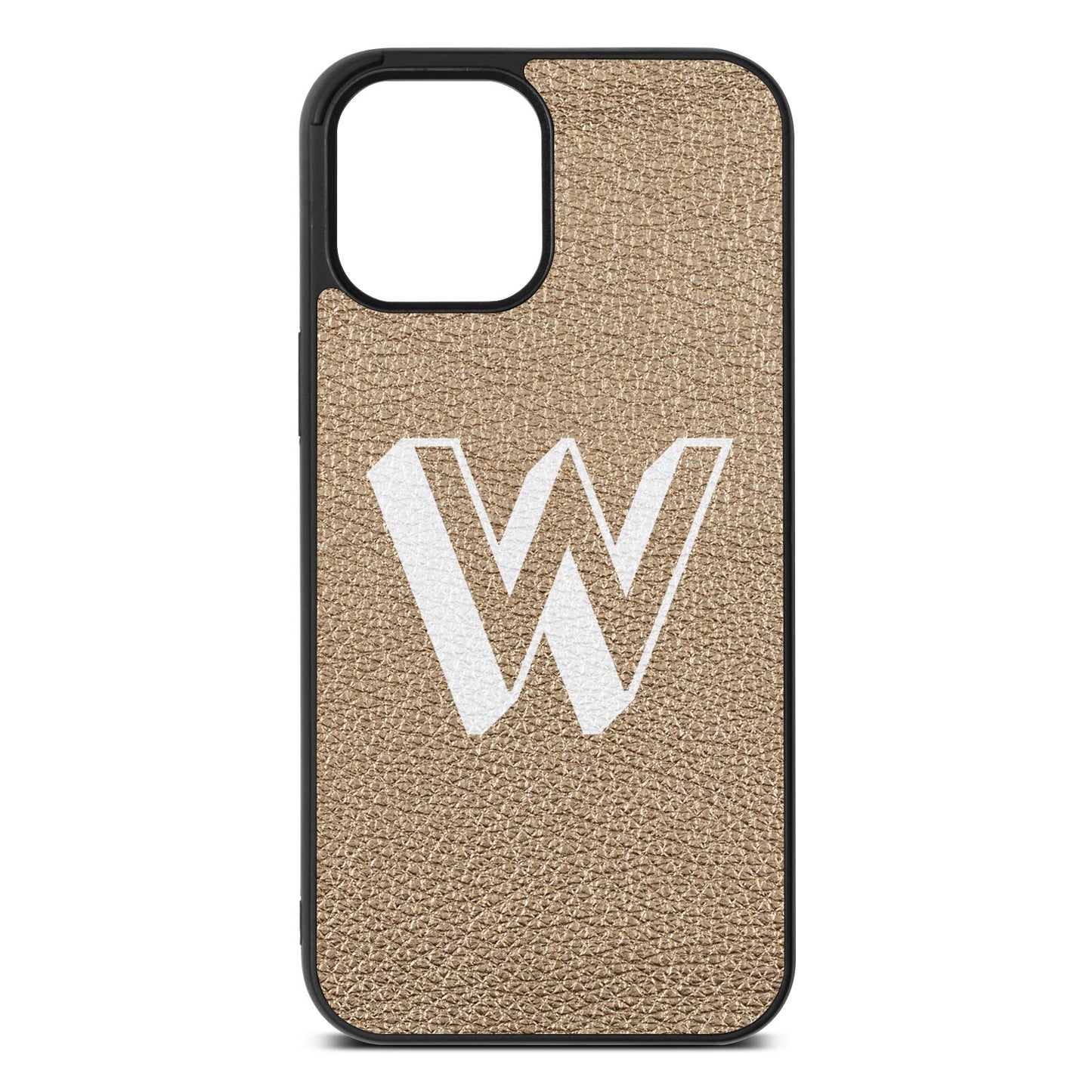 Drop Shadow Initial Gold Pebble Leather iPhone 12 Pro Max Case