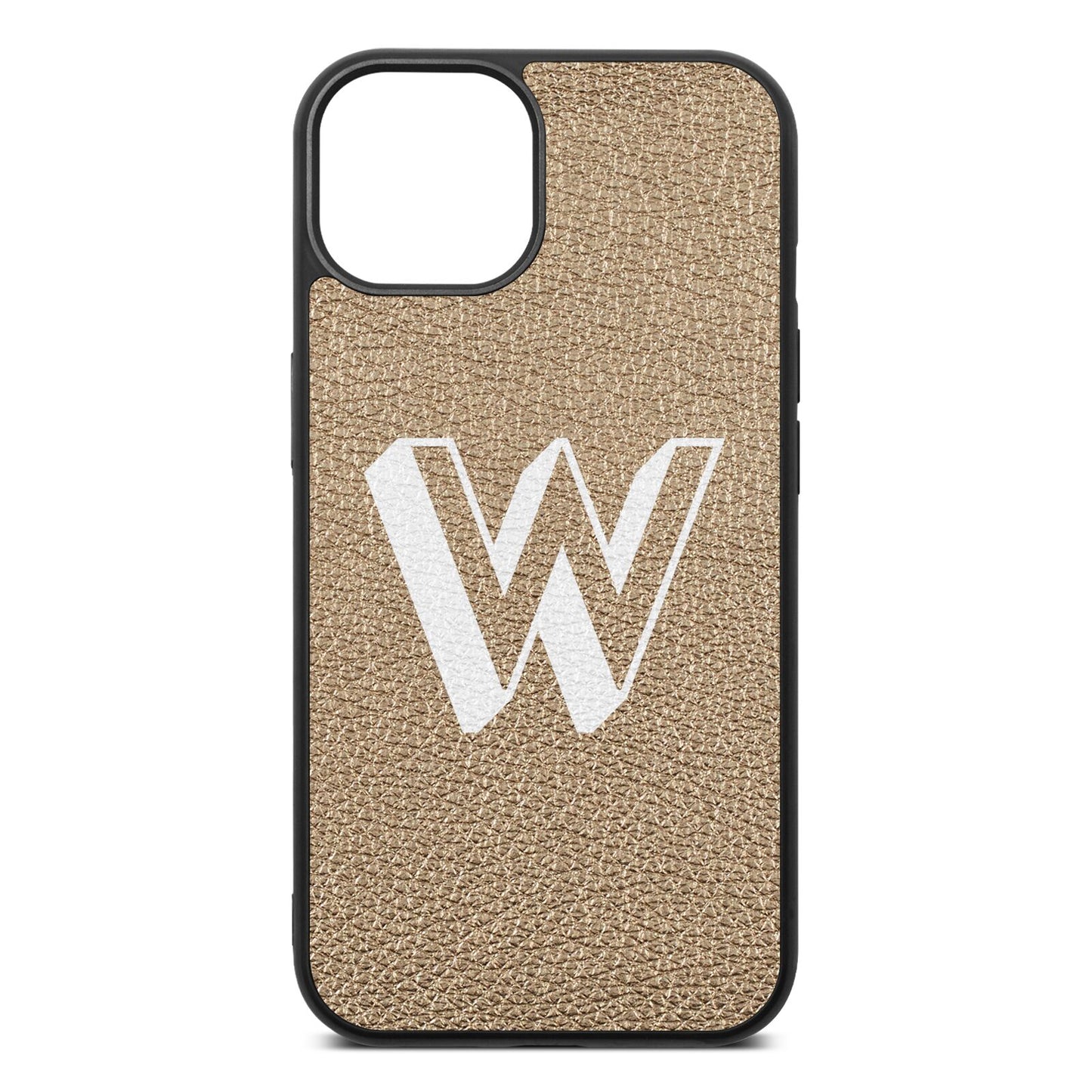 Drop Shadow Initial Gold Pebble Leather iPhone 13 Case