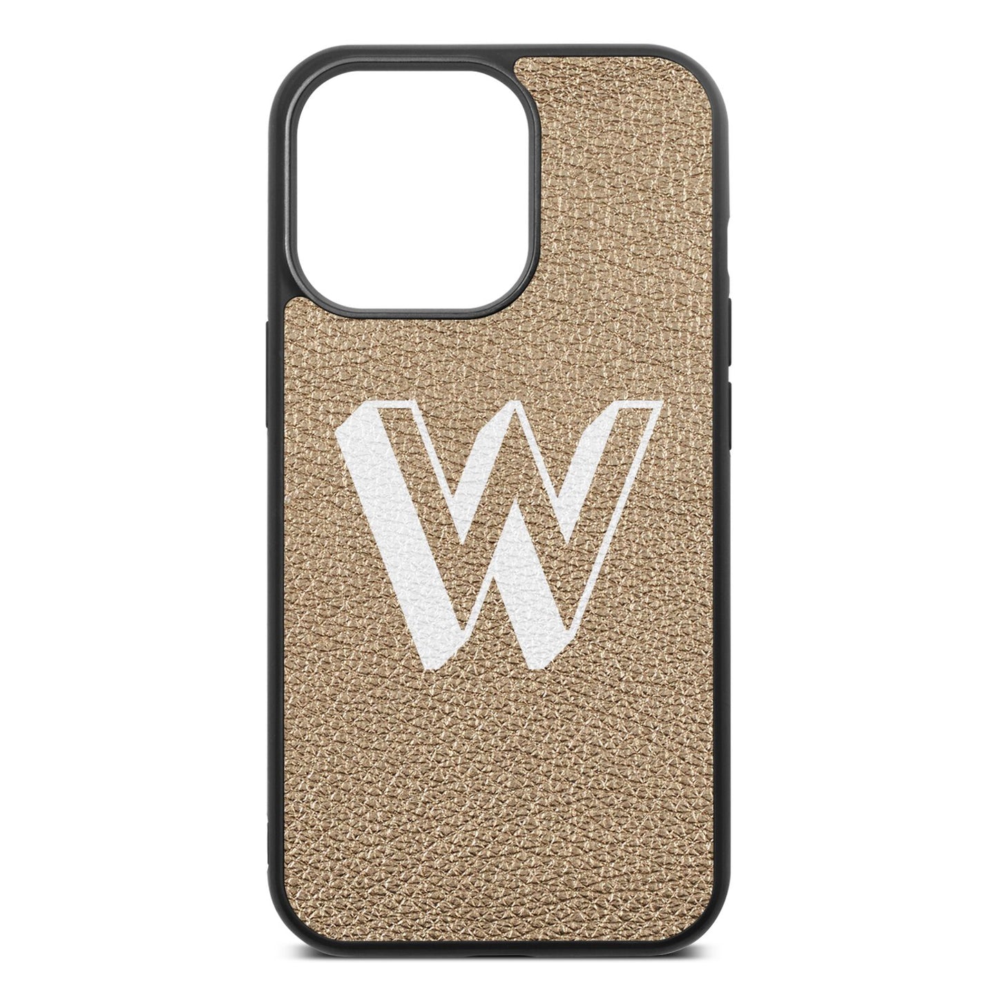 Drop Shadow Initial Gold Pebble Leather iPhone 13 Pro Case