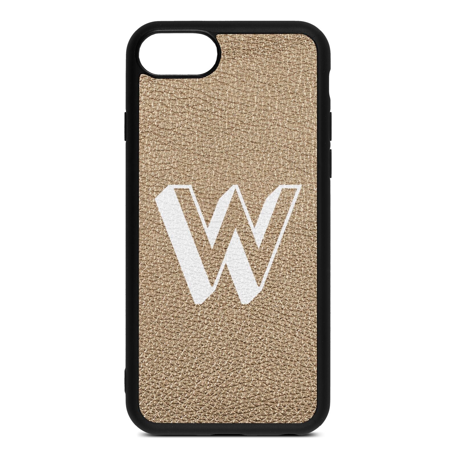 Drop Shadow Initial Gold Pebble Leather iPhone 8 Case