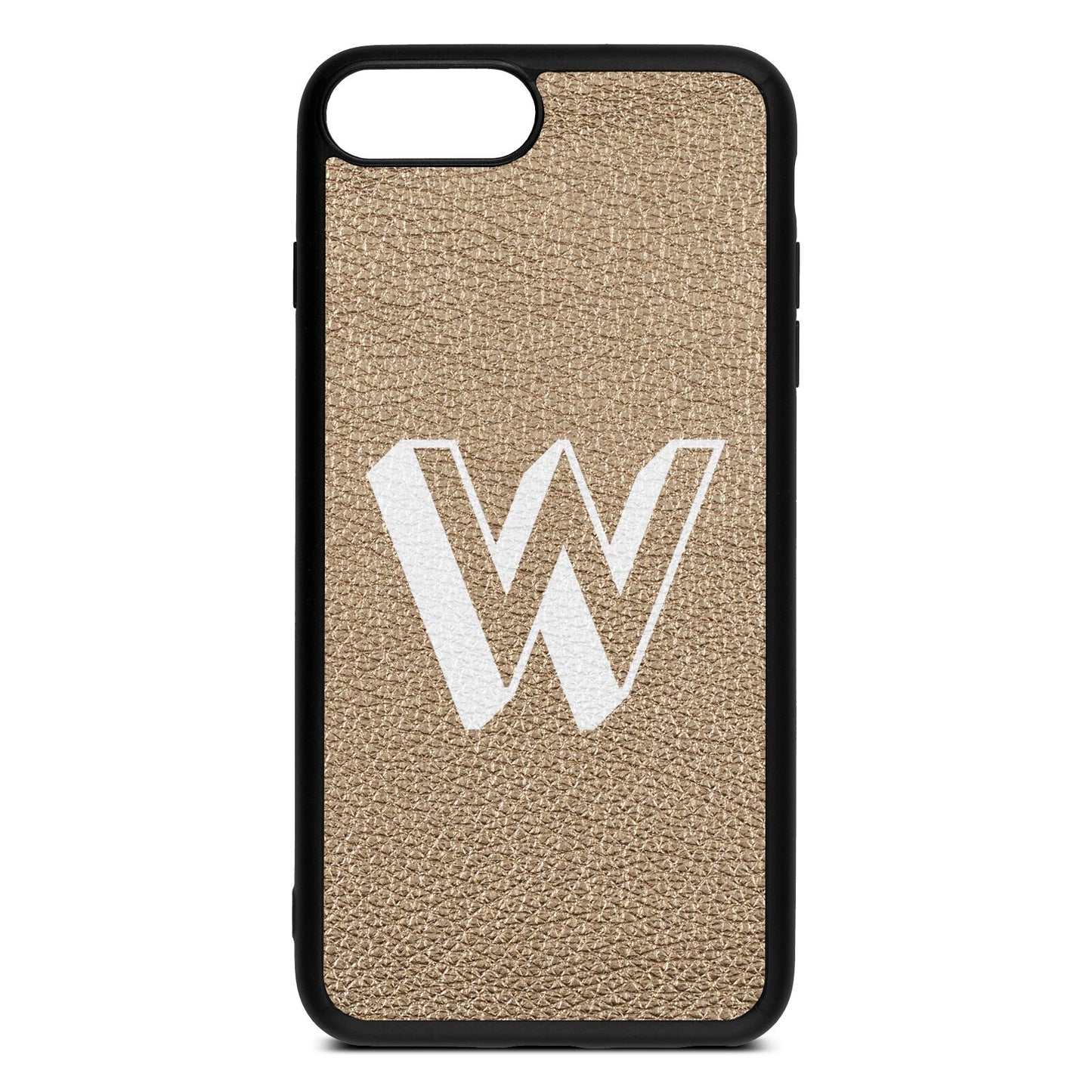 Drop Shadow Initial Gold Pebble Leather iPhone 8 Plus Case