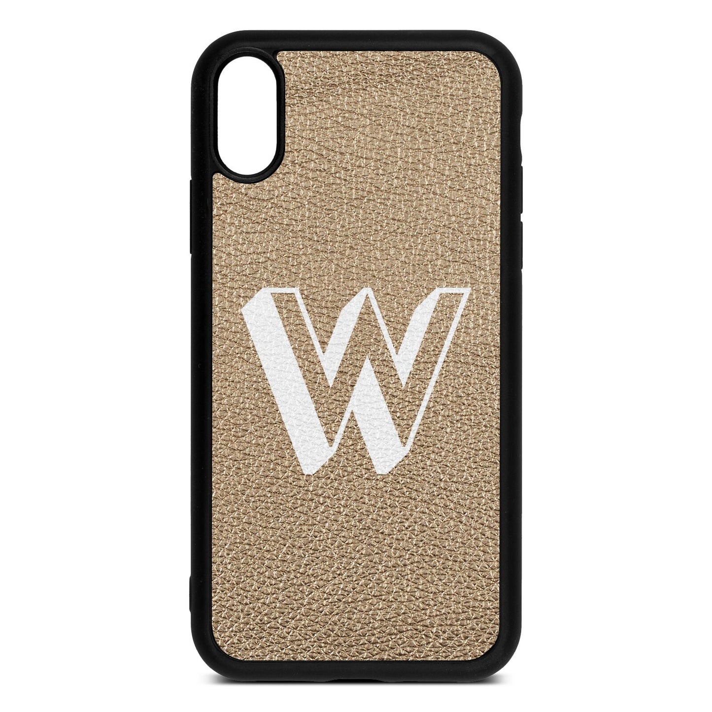 Drop Shadow Initial Gold Pebble Leather iPhone Xr Case