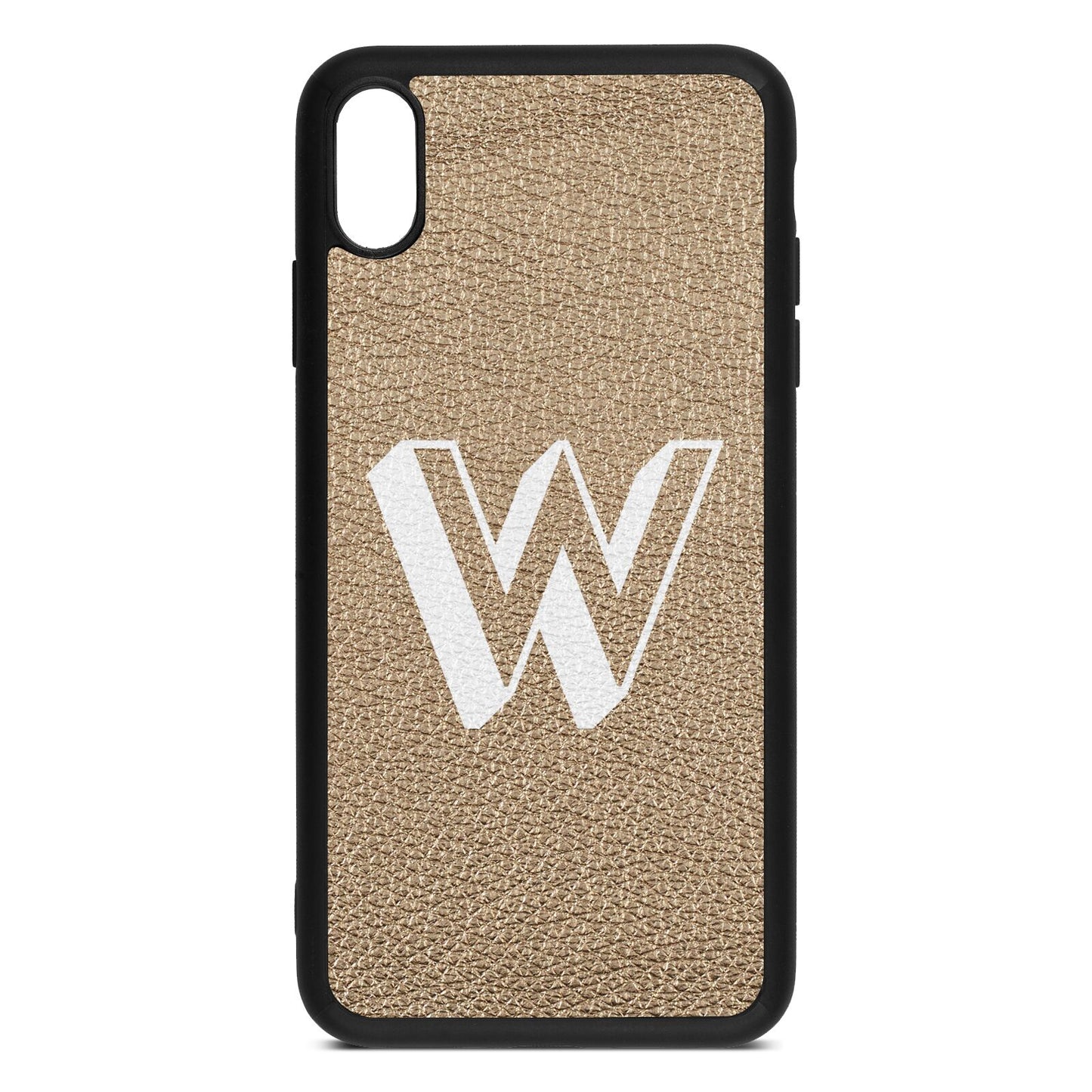 Drop Shadow Initial Gold Pebble Leather iPhone Xs Max Case