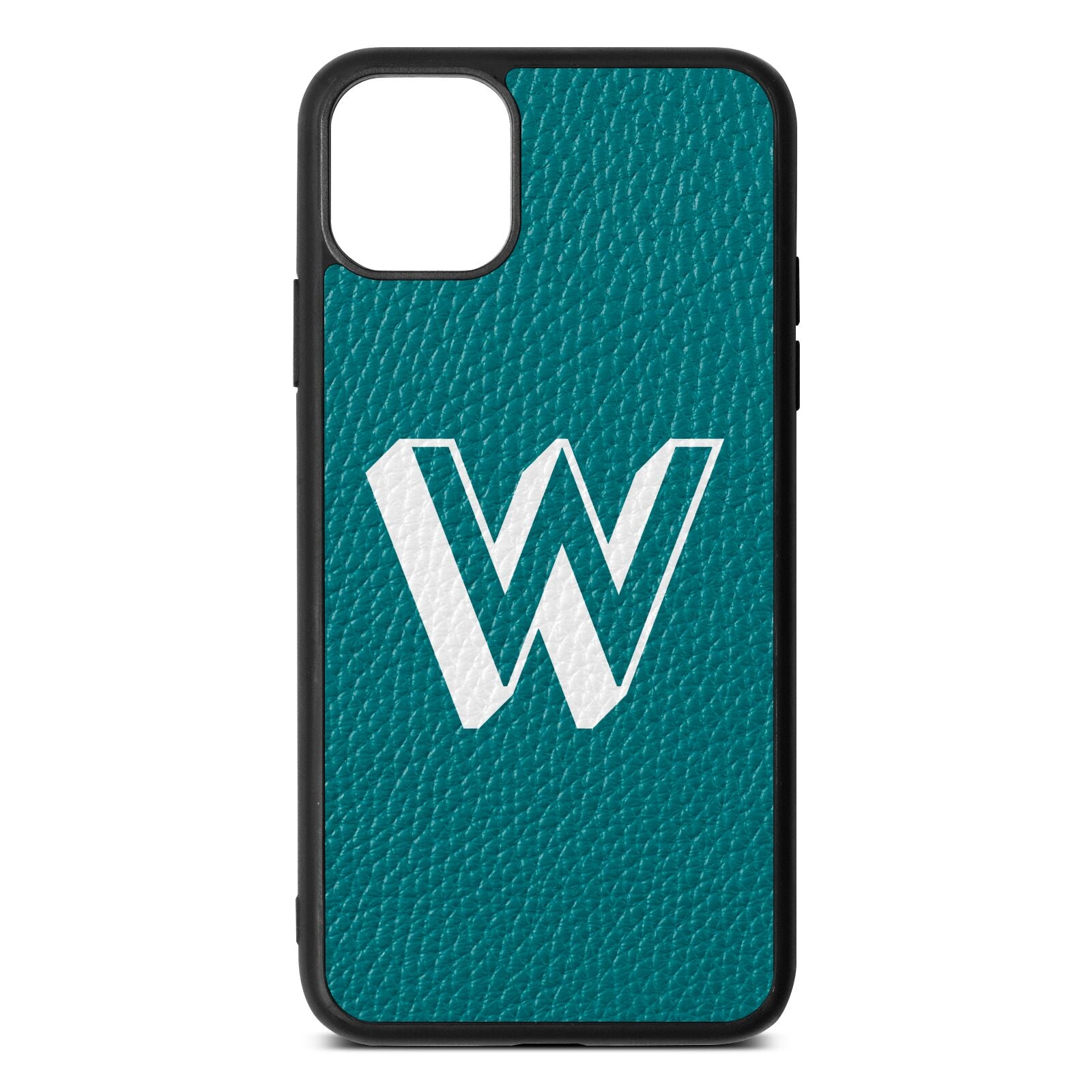 Drop Shadow Initial Green Pebble Leather iPhone 11 Pro Max Case