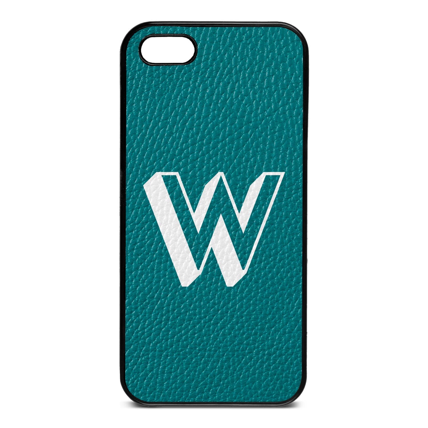 Drop Shadow Initial Green Pebble Leather iPhone 5 Case