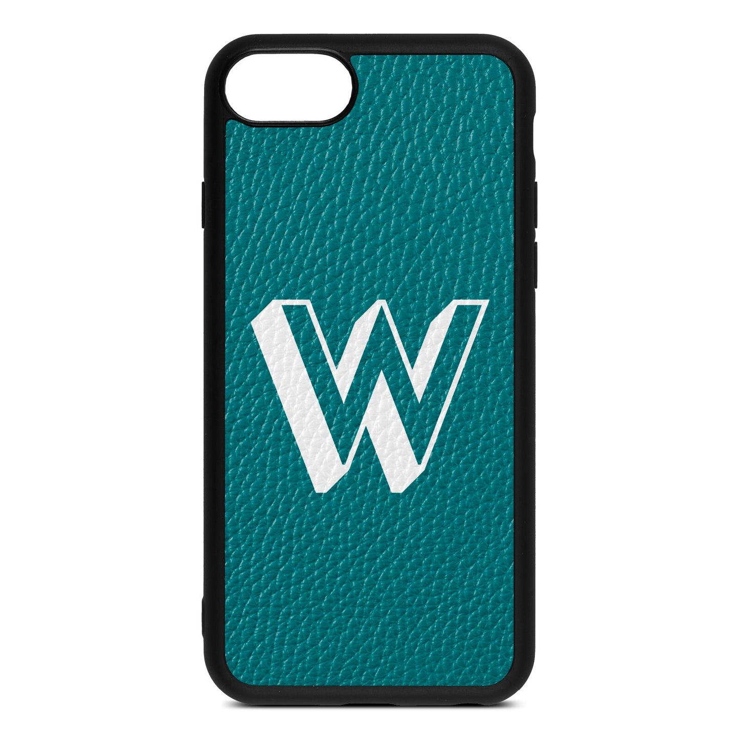 Drop Shadow Initial Green Pebble Leather iPhone 8 Case