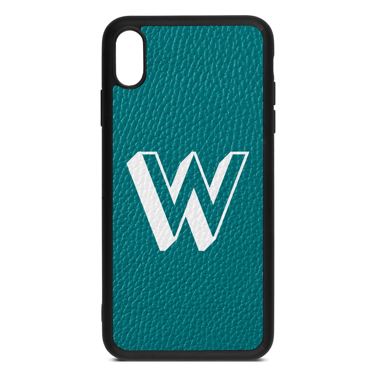 Drop Shadow Initial Green Pebble Leather iPhone Xs Max Case