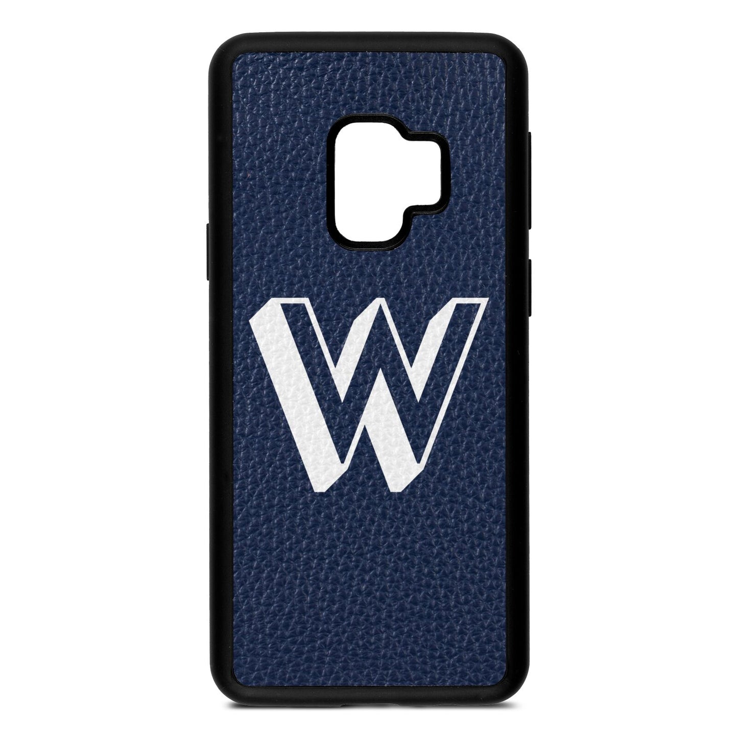 Drop Shadow Initial Navy Blue Pebble Leather Samsung S9 Case