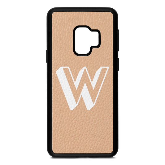 Drop Shadow Initial Nude Pebble Leather Samsung S9 Case