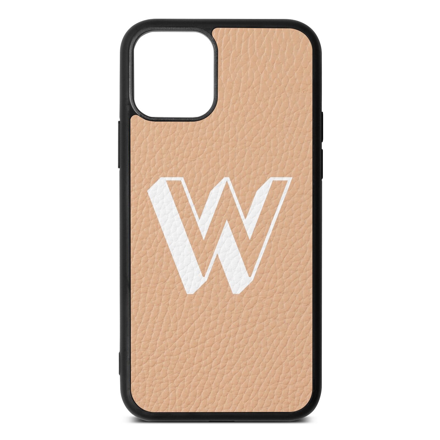 Drop Shadow Initial Nude Pebble Leather iPhone 11 Case