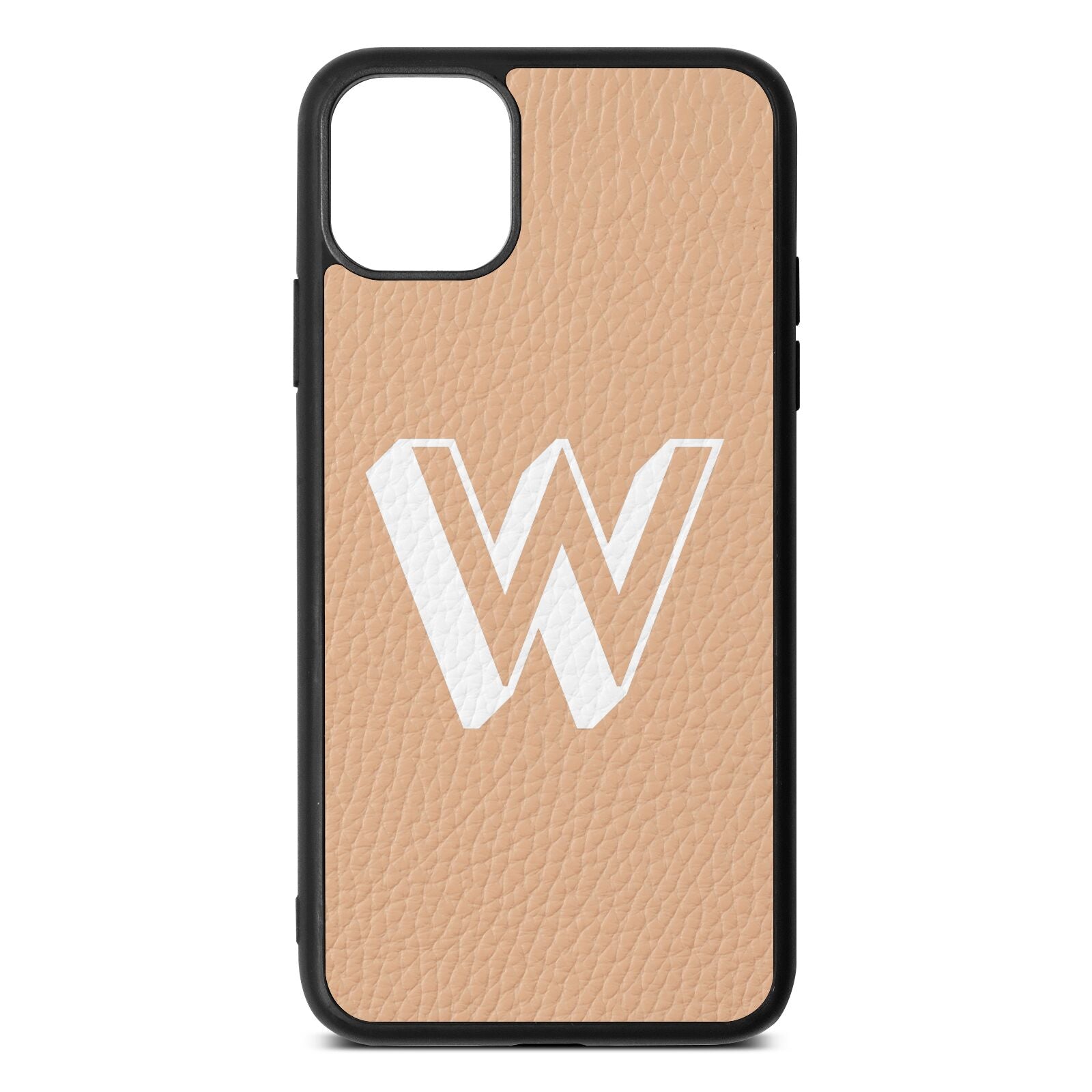 Drop Shadow Initial Nude Pebble Leather iPhone 11 Pro Max Case