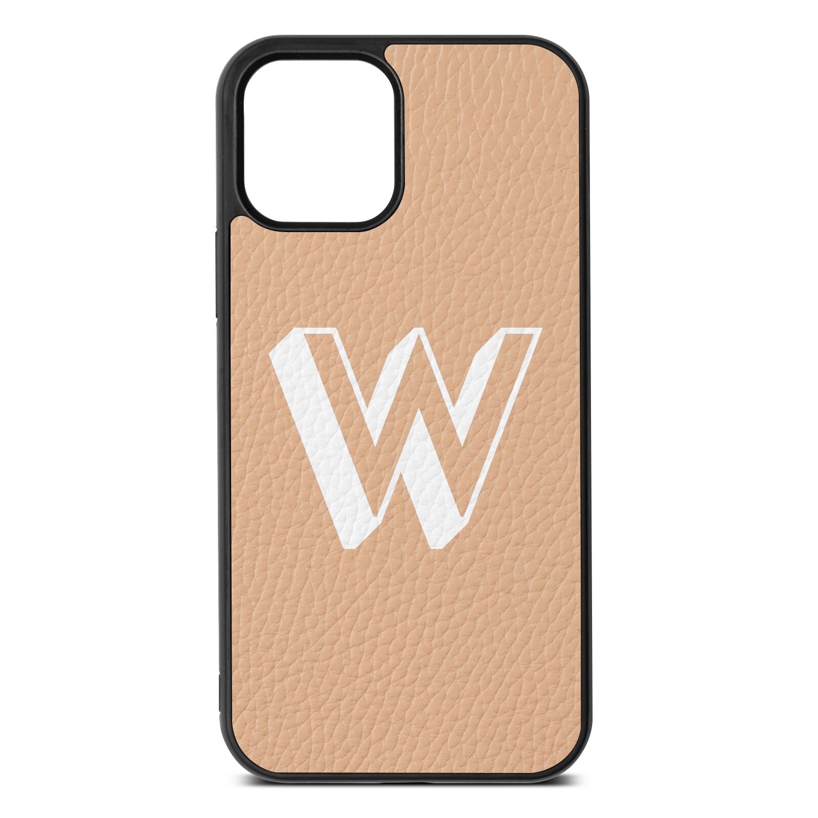 Drop Shadow Initial Nude Pebble Leather iPhone 12 Case