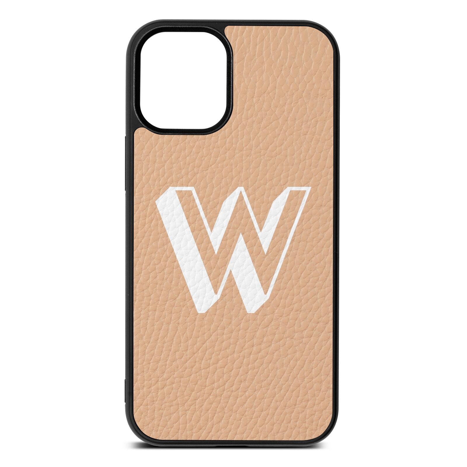 Drop Shadow Initial Nude Pebble Leather iPhone 12 Mini Case