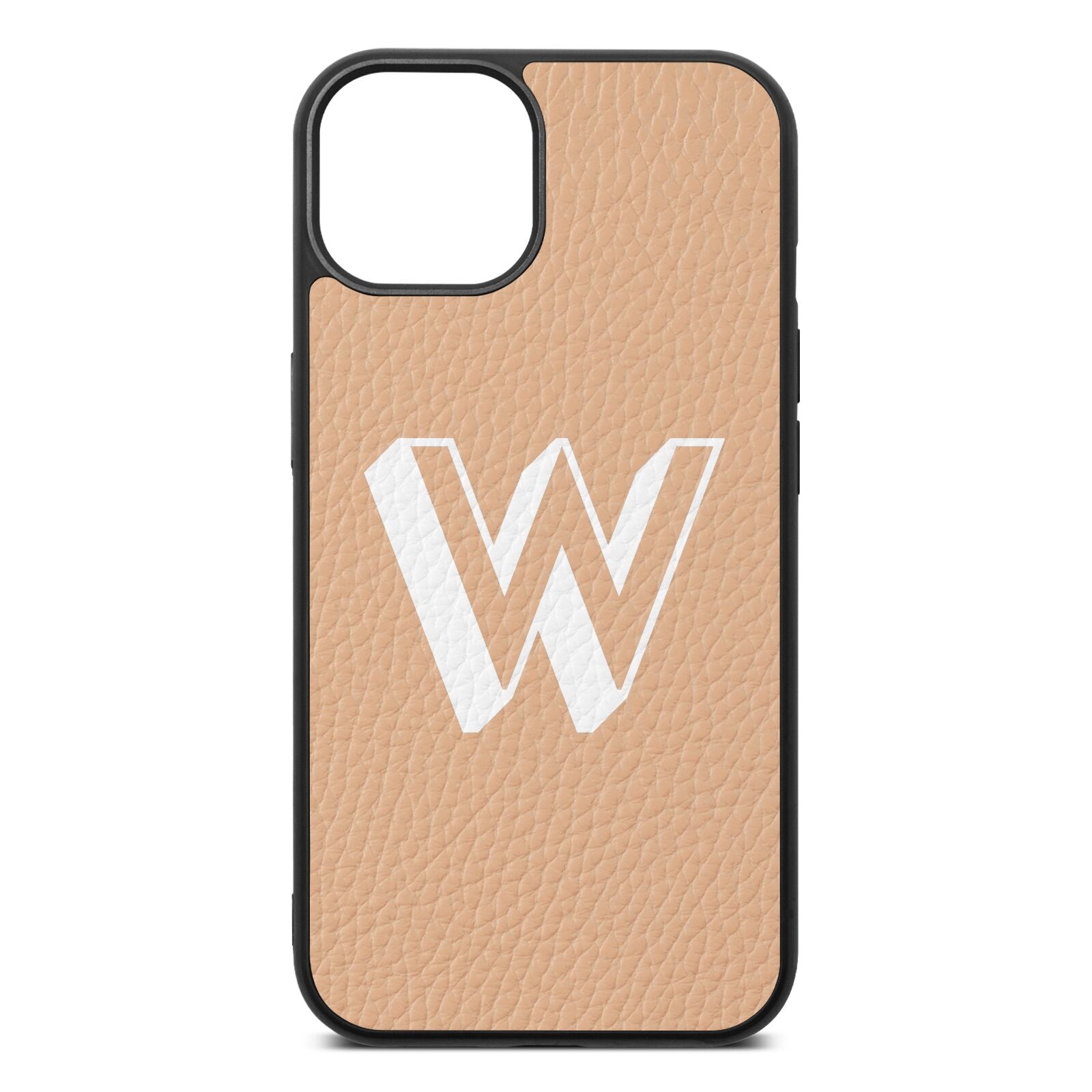 Drop Shadow Initial Nude Pebble Leather iPhone 13 Case