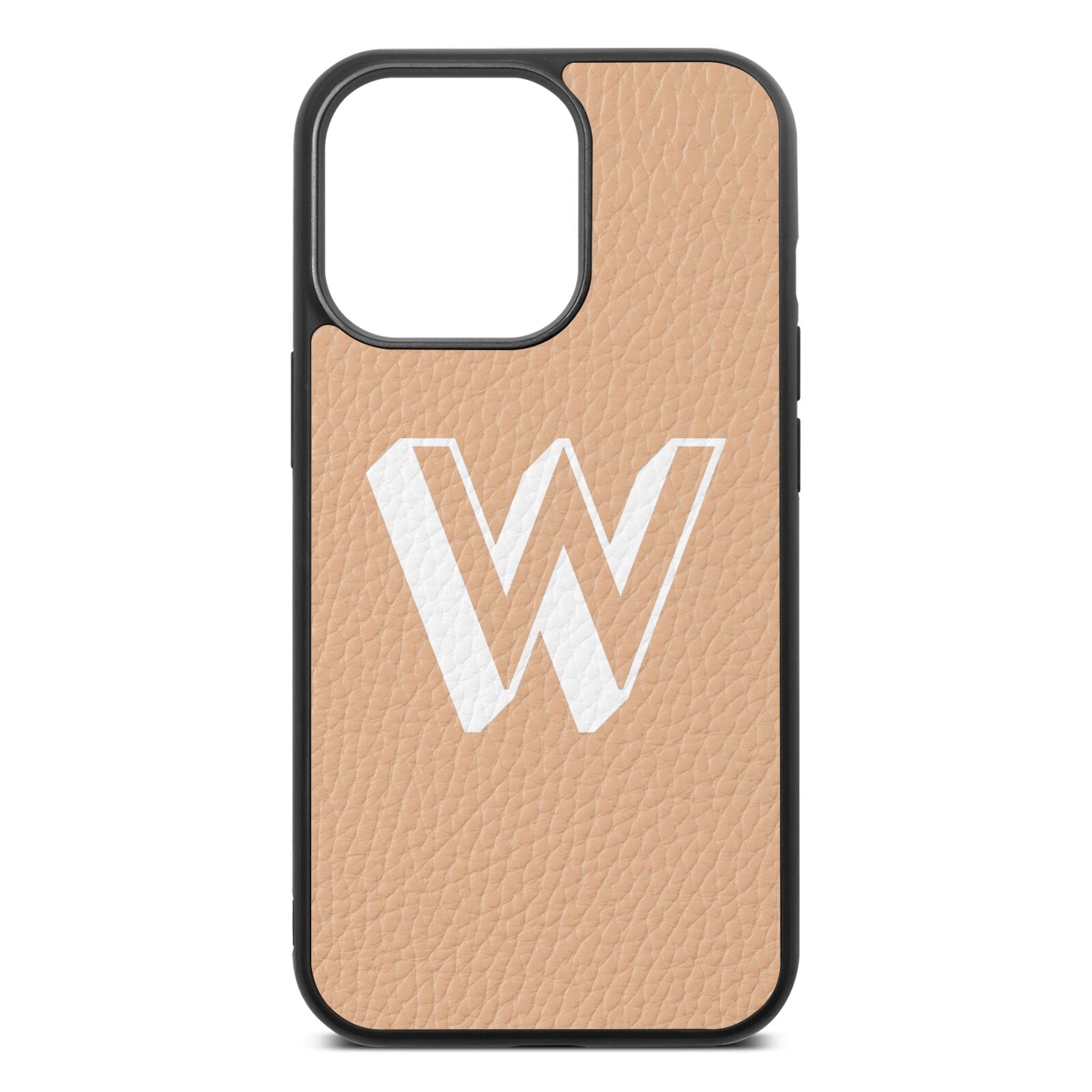 Drop Shadow Initial Nude Pebble Leather iPhone 13 Pro Case