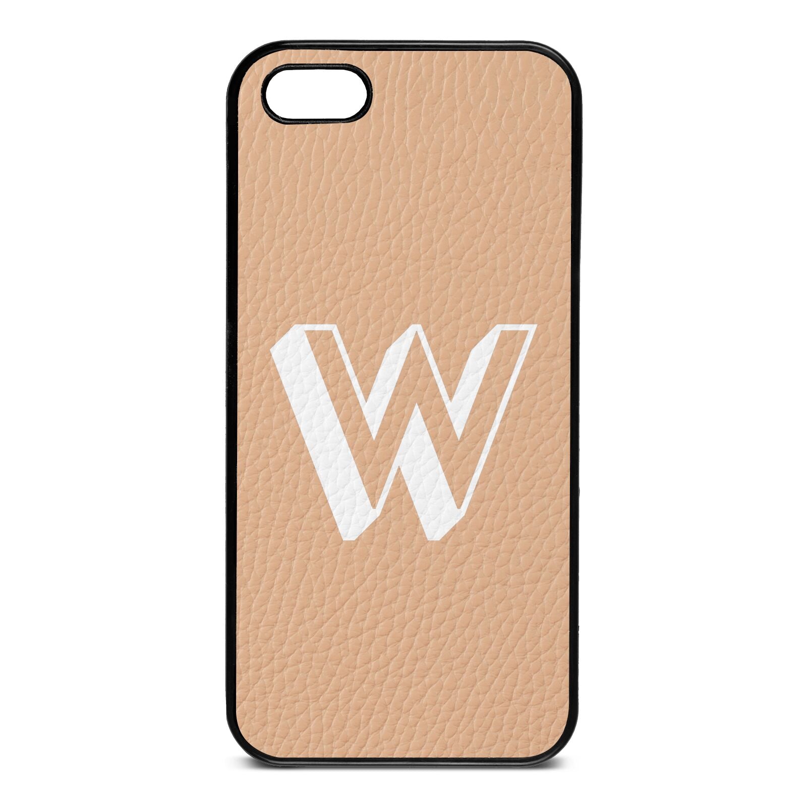 Drop Shadow Initial Nude Pebble Leather iPhone 5 Case