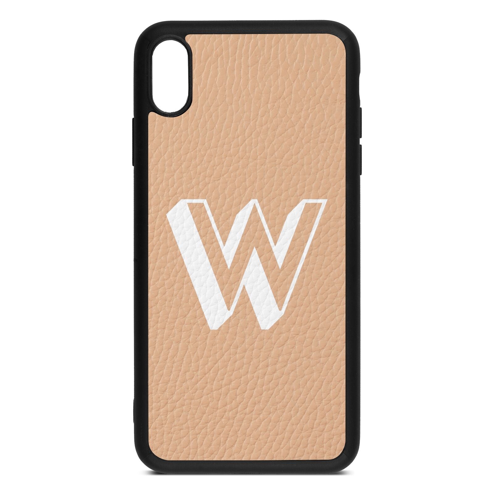 Drop Shadow Initial Nude Pebble Leather iPhone Xs Max Case