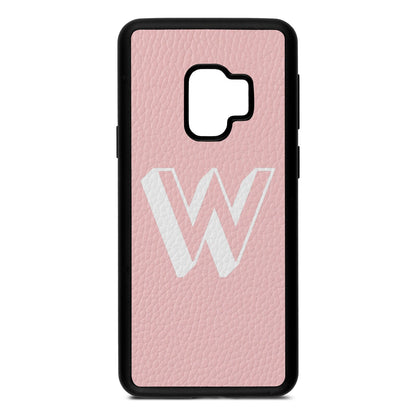 Drop Shadow Initial Pink Pebble Leather Samsung S9 Case