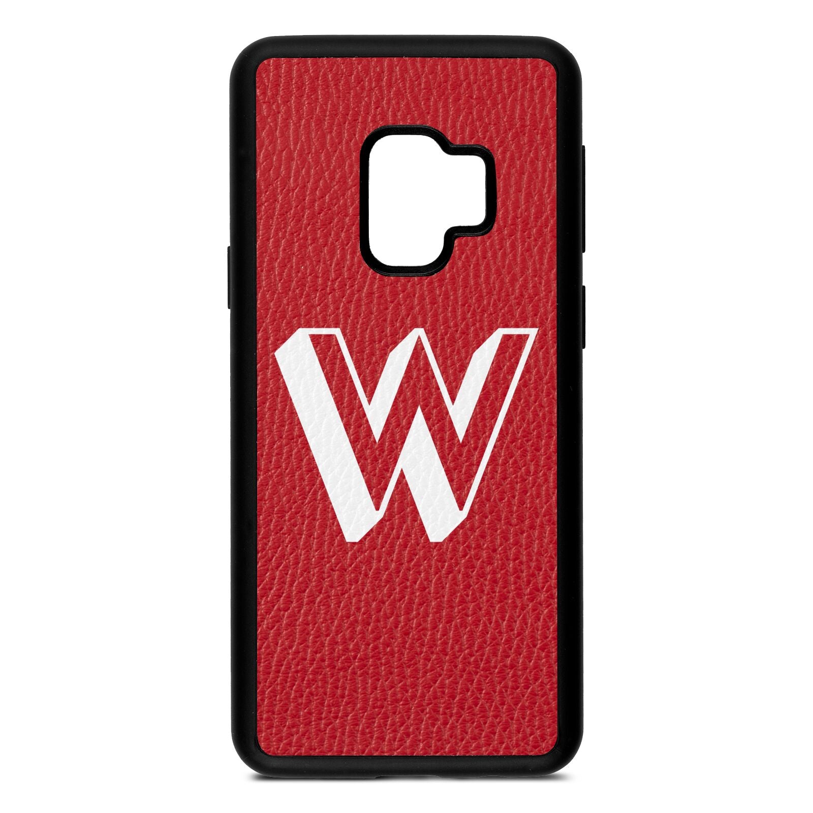 Drop Shadow Initial Red Pebble Leather Samsung S9 Case