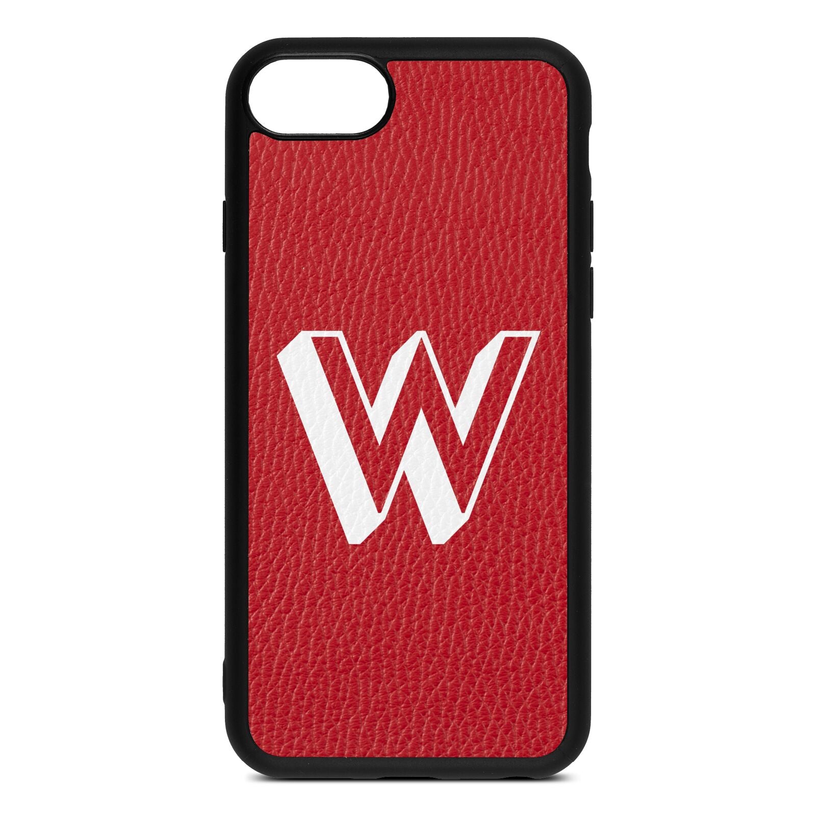 Drop Shadow Initial Red Pebble Leather iPhone 8 Case