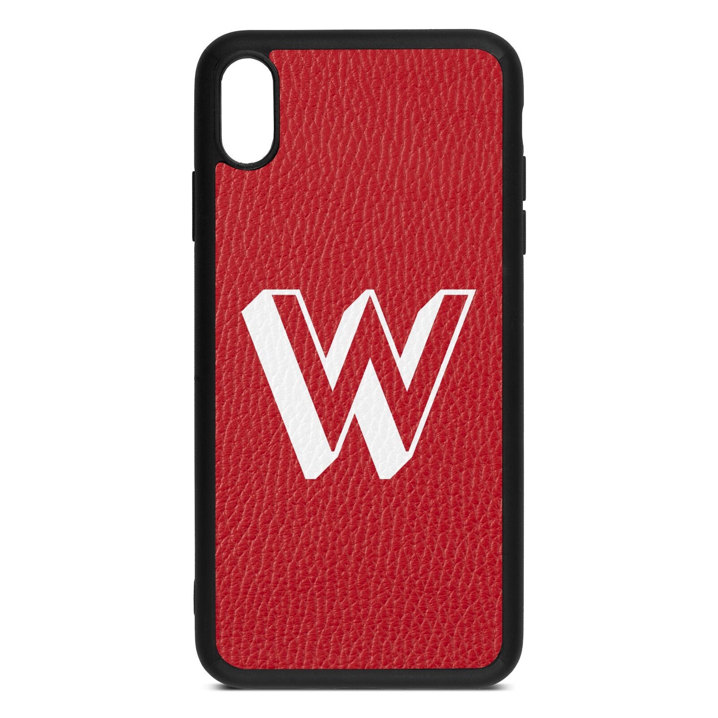 Drop Shadow Initial Red Pebble Leather iPhone Xs Max Case