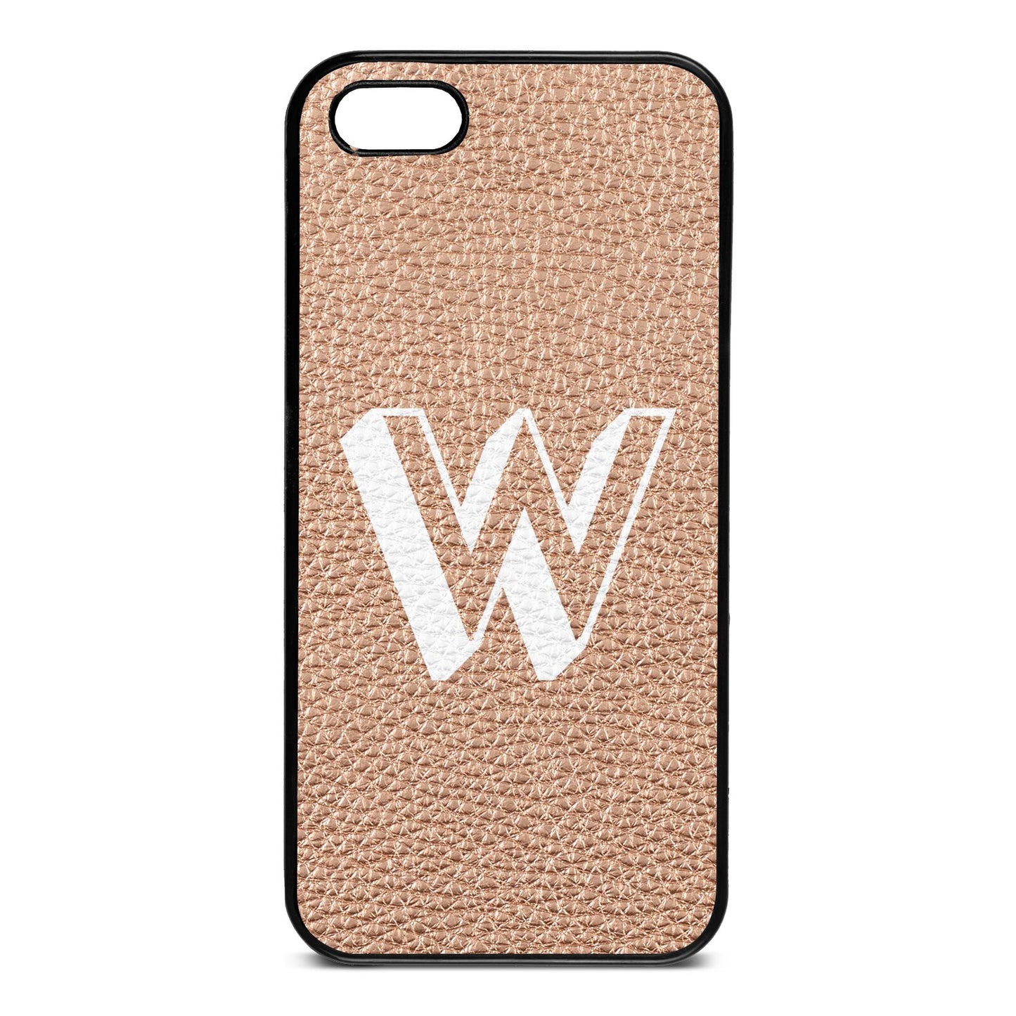 Drop Shadow Initial Rose Gold Pebble Leather iPhone 5 Case