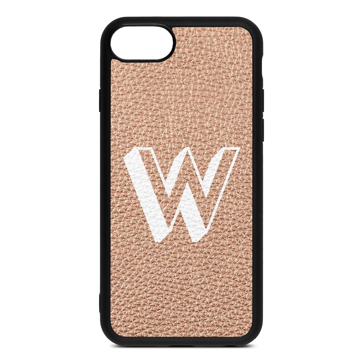 Drop Shadow Initial Rose Gold Pebble Leather iPhone 8 Case