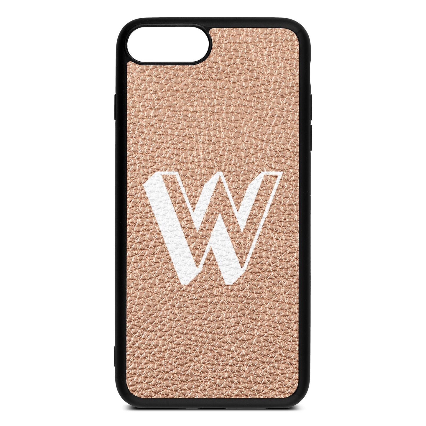 Drop Shadow Initial Rose Gold Pebble Leather iPhone 8 Plus Case