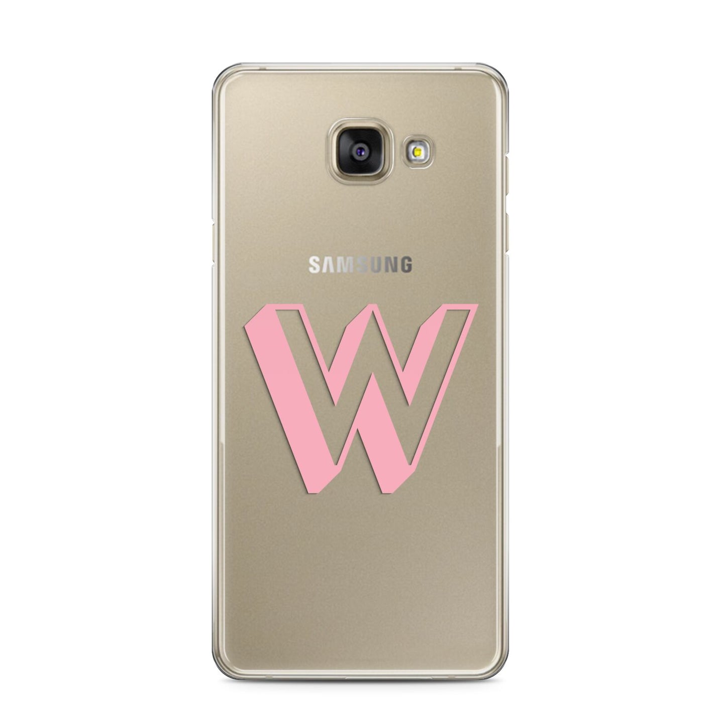 Drop Shadow Initial Samsung Galaxy A3 2016 Case on gold phone