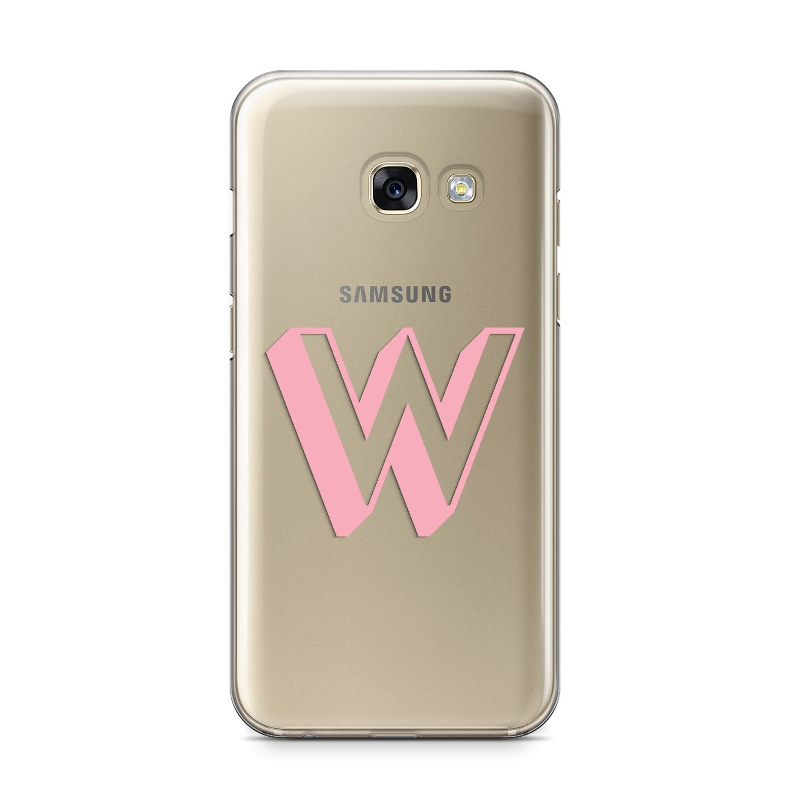 Drop Shadow Initial Samsung Galaxy A3 2017 Case on gold phone