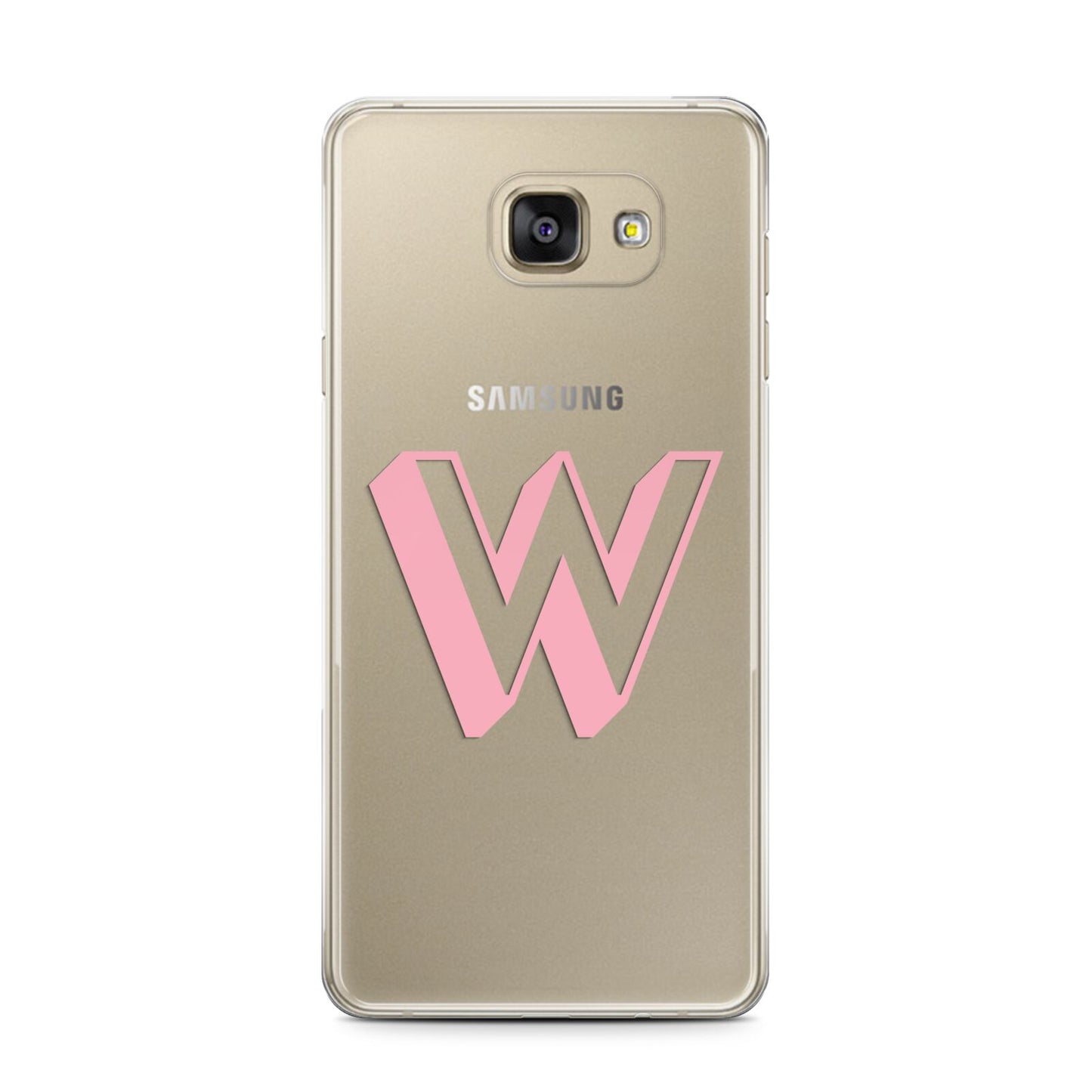 Drop Shadow Initial Samsung Galaxy A7 2016 Case on gold phone