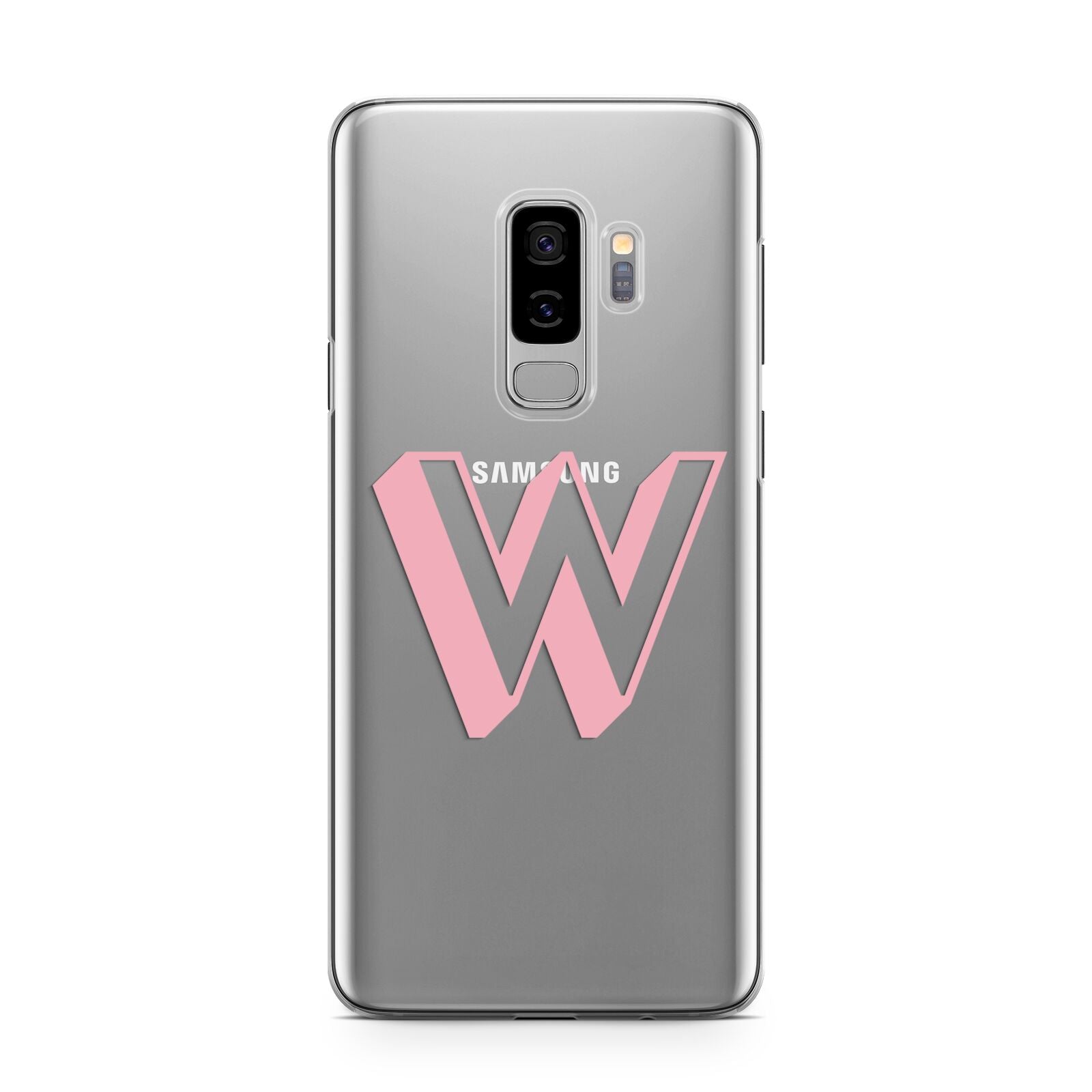 Drop Shadow Initial Samsung Galaxy S9 Plus Case on Silver phone