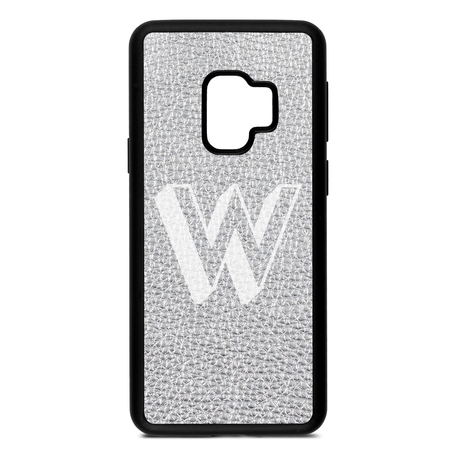 Drop Shadow Initial Silver Pebble Leather Samsung S9 Case