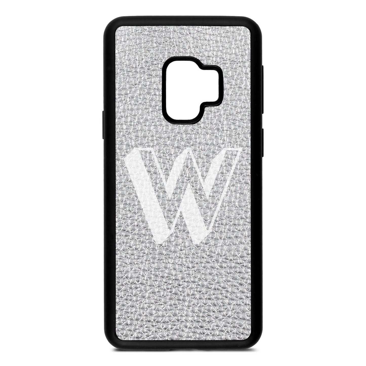 Drop Shadow Initial Silver Pebble Leather Samsung S9 Case