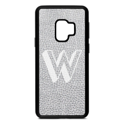 Drop Shadow Initial Silver Pebble Leather Samsung S9 Case