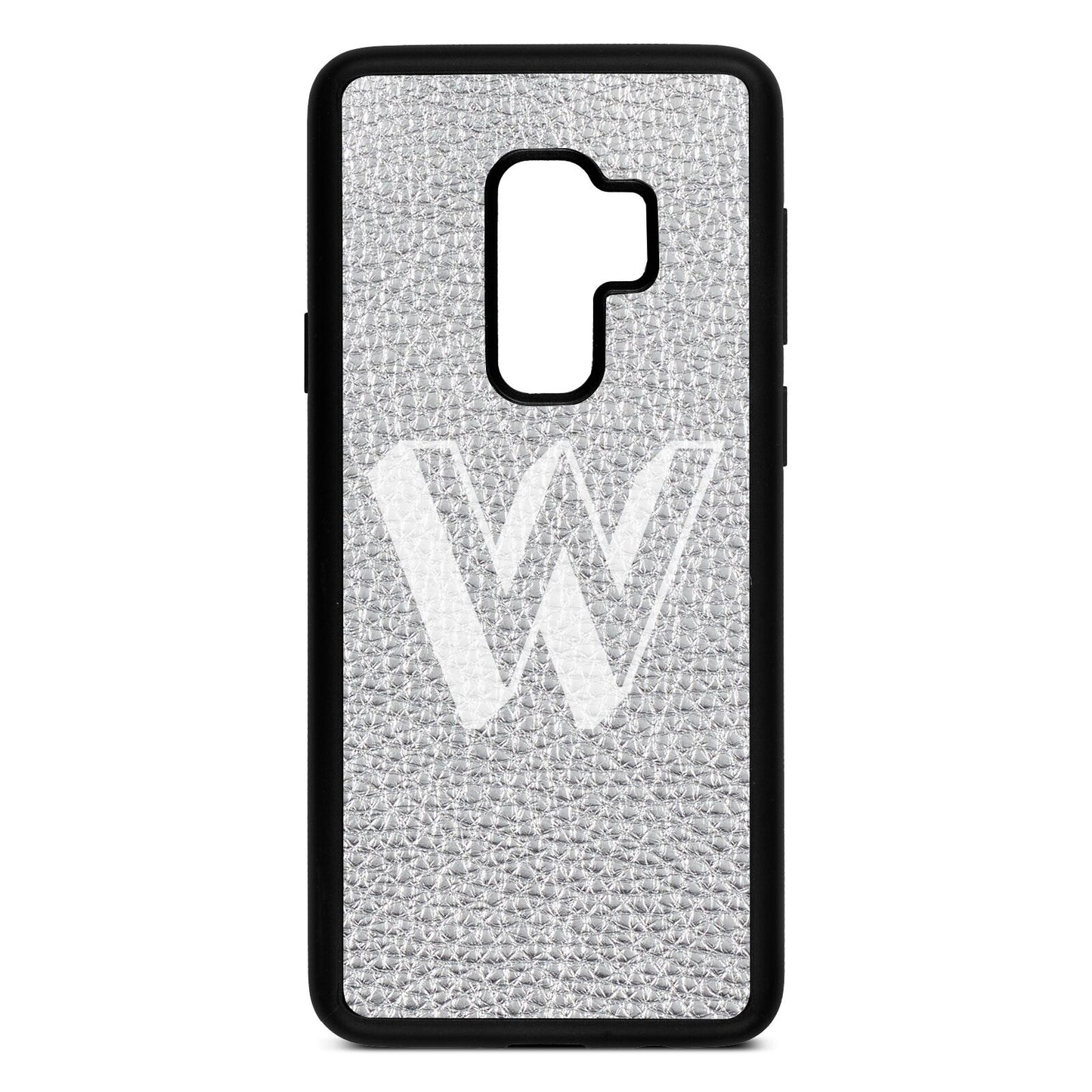 Drop Shadow Initial Silver Pebble Leather Samsung S9 Plus Case