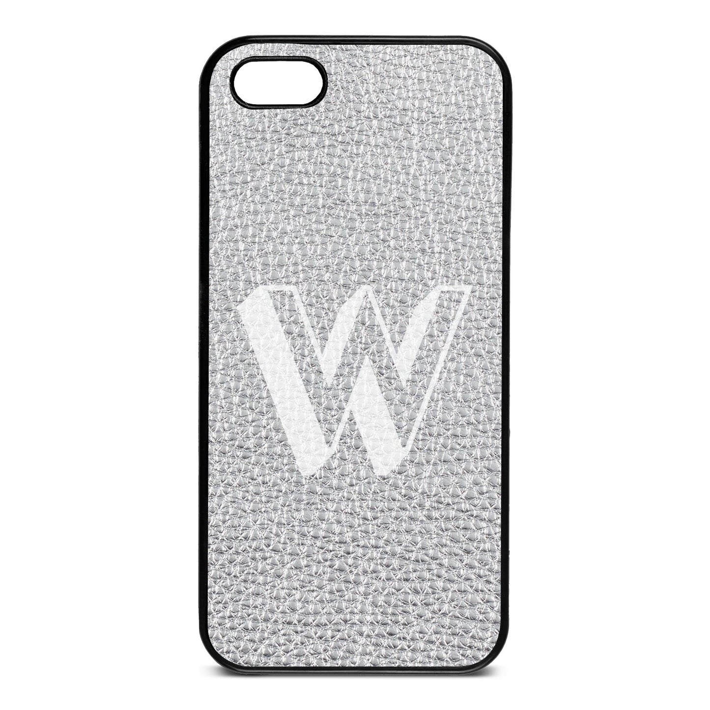 Drop Shadow Initial Silver Pebble Leather iPhone 5 Case