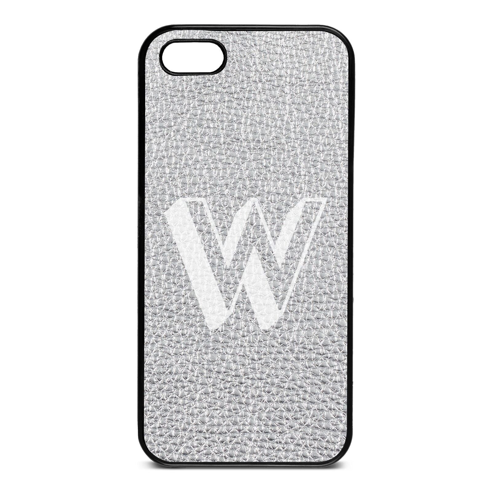 Drop Shadow Initial Silver Pebble Leather iPhone 5 Case