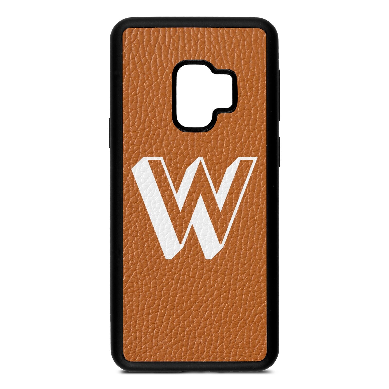 Drop Shadow Initial Tan Pebble Leather Samsung S9 Case