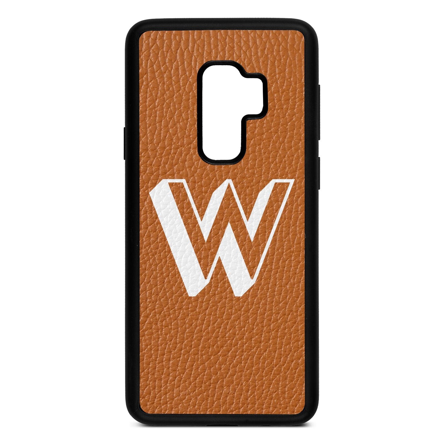 Drop Shadow Initial Tan Pebble Leather Samsung S9 Plus Case