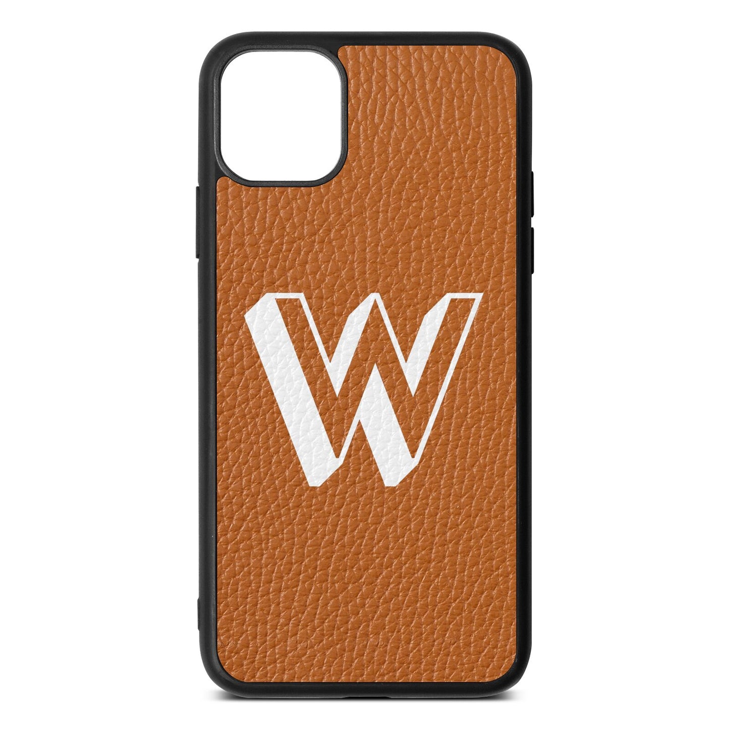 Drop Shadow Initial Tan Pebble Leather iPhone 11 Pro Max Case